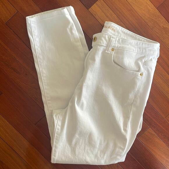 Michael Kors Selma Skinny White Jeans Minimalist Size 16 Plus Slimming Stretch - Picture 2 of 10